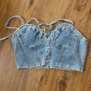 Denim Lace-Up Corset Top